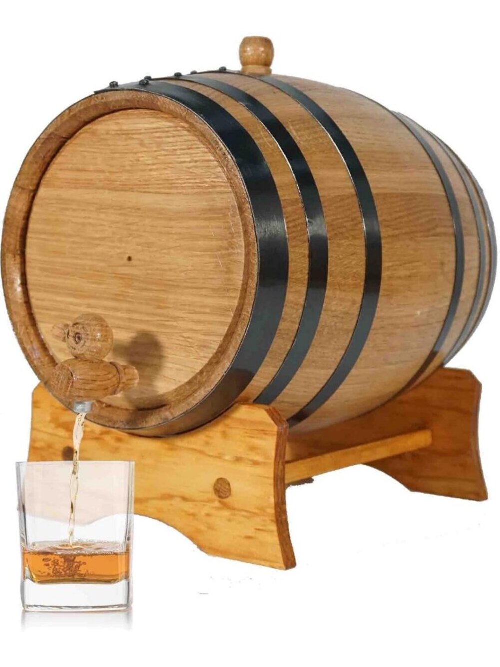 3L Wooden Aging Barrel with Stand, Bung & Spigot - Perfect for Home Brewing